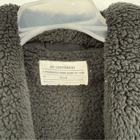 REI Co-Op Women’s Nook Cardigan Jacket Sherpa Fuzzy Teddy Size XS Gray Charcoal - Picture 5 of 9